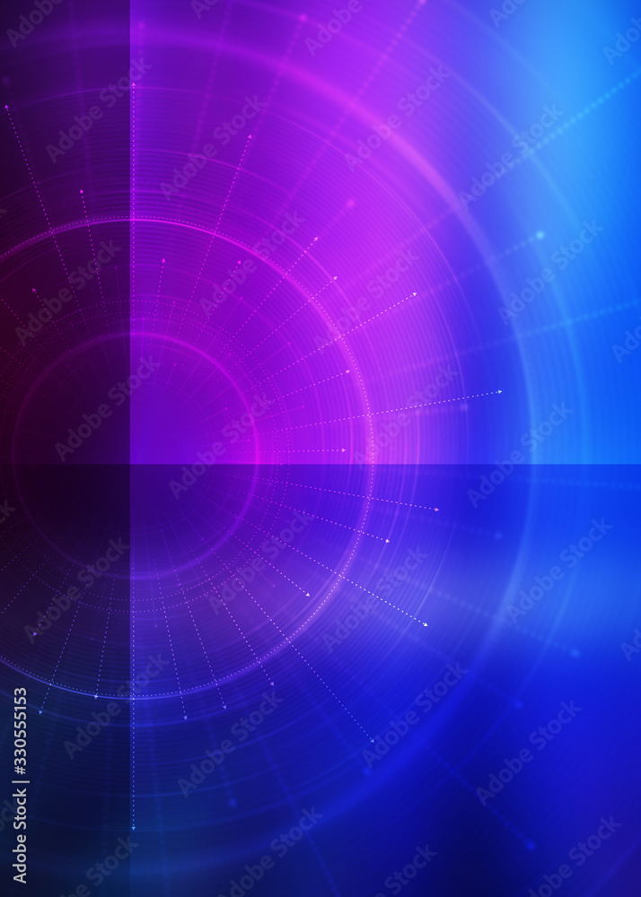 Wall mural dark tech abstract background with neon glow. cyber circle laser figure on abstract background