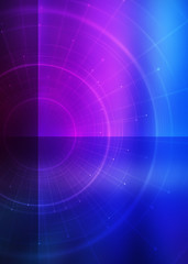 Dark tech abstract background with neon glow. Cyber circle laser figure on abstract background