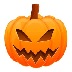 Scary pumpkin icon. Cartoon of scary pumpkin vector icon for web design isolated on white background
