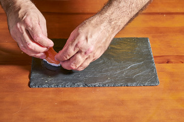 session preparation various types of sushi