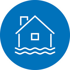 Home Flood Water Disaster Outline Icon