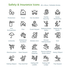 Safety And Insurance Icons - Outline