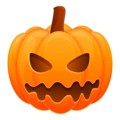 Cute teeth pumpkin icon. Cartoon of cute teeth pumpkin vector icon for web design isolated on white background