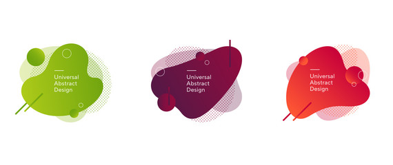 Futuristic vivid collection of abstract elements. Geometric colorful shapes and lines. Flowing design for banners, flyers, presentation slides, and web design. Vector illustration