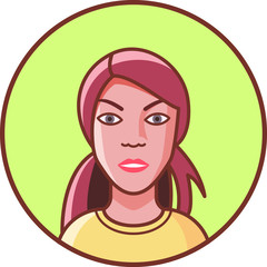 Female Avatar - Colored Line