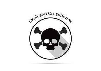Skull and crossbones icon isolate shadow design on vector illustration.