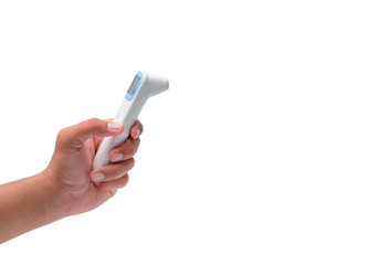 covid-19 virus or corona virus protection concept, people hand-holding a fever thermometer