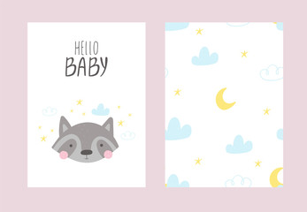 Baby Shower card design. Cute hand drawn . vector print