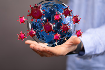 Covid-19 coronavirus, virus that causes acute respiratory infections and the common cold,...