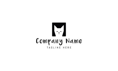 Vector logo on which an abstract image of a cat.