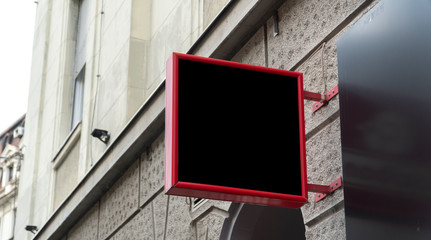 blank concrete wall street store template signage circle mockup