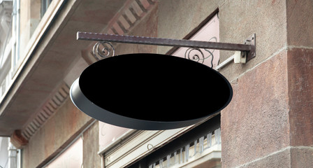 blank concrete wall street store template signage circle mockup