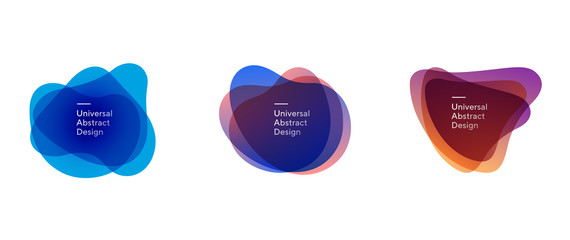 Trendy backdrop collection of abstract elements. Geometric gradient shapes and lines. Dynamical flowing design for banners, flyers, presentation slides, and web design. Vector illustration