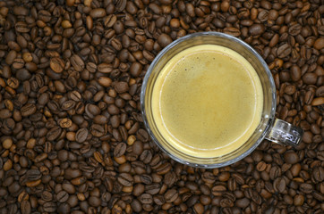 Coffee beans. Arabica Robusta. Black coffee.