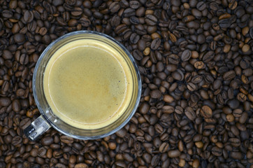 Coffee beans. Arabica Robusta. Black coffee.
