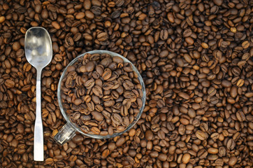 Coffee beans. Arabica Robusta. Black coffee.