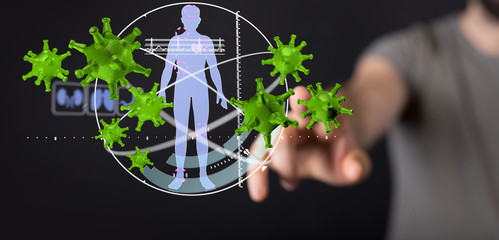 flu virus attack digital 3d