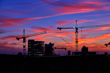 baustelle abendlicht