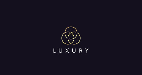 Luxury rings logo icon vector sign. Elegant circle shapes ornament company logotype.
