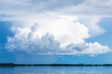 landscape with river, cloud and blue sky