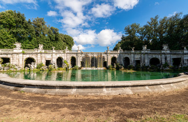 Fototapeta premium ITALY, CASERTA - OCT 19, 2019: The Royal Palace and gardens of Caserta (Palazzo Reale di Caserta), built in 18th century, former baroque residence of Bourbon kings in Campania. UNESCO.