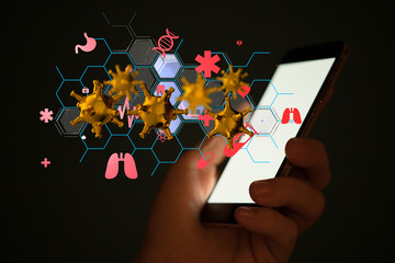 Covid-19 coronavirus, virus that causes acute respiratory infections and the common cold,...