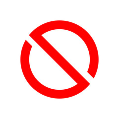 Ban sign vector design. No icon. Dont symbol. Empty red circle crossed out.