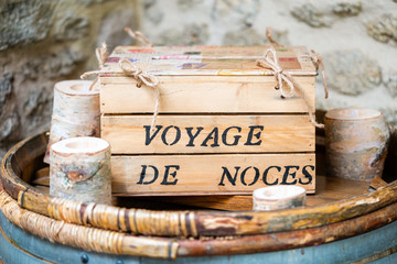 
Wooden crate to collect donations from a class trip
