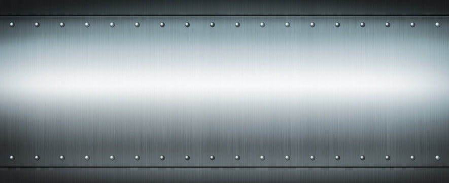 Steel riveted brushed plate. Banner background texture.