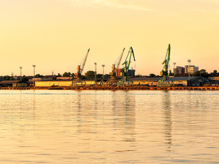 Loading cranes of Port of Baltic sea in Klaipeda