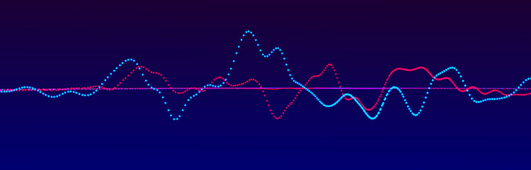 Sound wave element. Abstract blue digital equalizer. Big data visualization. Dynamic light flow. 3d rendering.