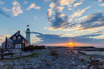 Beautiful sunrise seen from Scituate lighthouse in Scituate Massachusetts USA