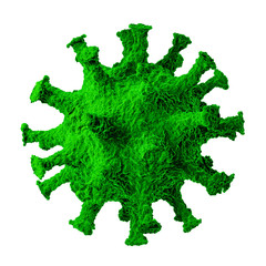 Green SARS-CoV-2, Coronavirus - 2019-nCoV, WUHAN virus concept. 3D Rendering of coronavirus. 3D Illustration isolated on white background