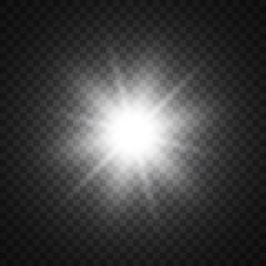 Sun rays on transparent background. Light effect. Vector illustration.