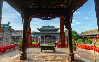 Inner courtyard inThe God of Wealth Temple (Cheng Huang Temple), Pingyao Ancient City, Shanxi province, China