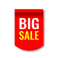 Big sale banner. Red ribbon. Vector illustration.