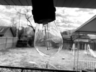 light bulb old style in black and white