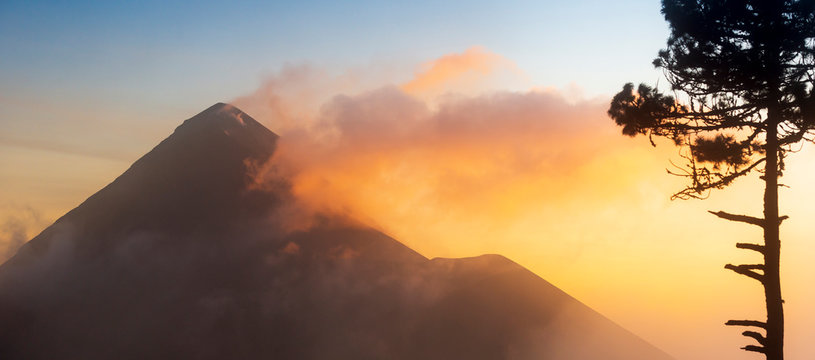 Fuego Volcano Guatemala Sunset