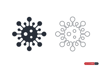 Fill and Outline Virus Icons isolated on white background. Flat Vector Icon Design Template Element.