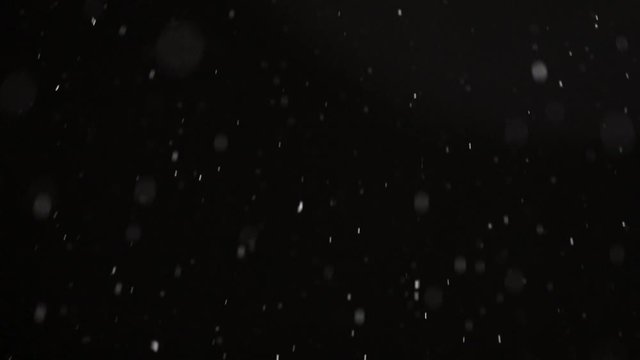 Footage snow flakes in the black sky fall dizzyingly from above. 30 frames