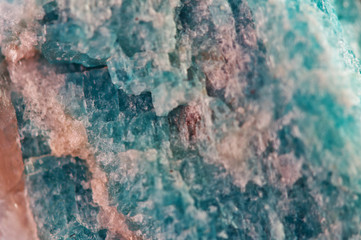 Turquoise background from  natural crystal. Amazonite. Macro
