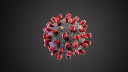 a covid-19 cell, the deadly corona virus, a coronavirus 3D model illustration cell