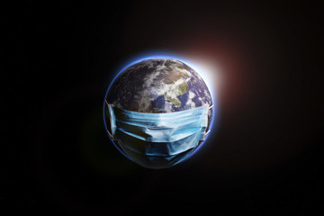 earth cover with a mask, idea, conceptual images