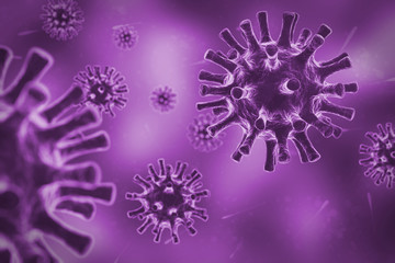 Virus in 3D, rendering, Covid-19 coronavirus, inside the body