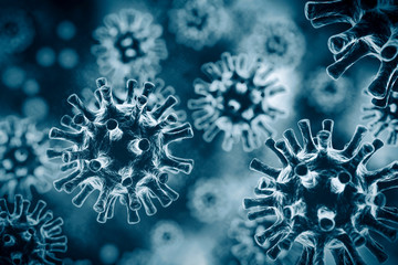 Virus in 3D, rendering, Covid-19 coronavirus, inside the body