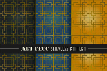 Seamless Geometric Art Deco inspired vector pattern set