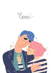 Lovers man and woman hug. Happy family concept.