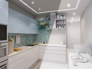 3d rendering design interior of modern kitchen