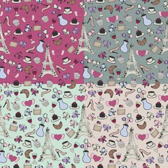 Naklejka premium seamless pattern with france objects 