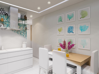 3d rendering design interior of modern kitchen